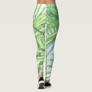 Summer Vibes Palm Tree Blätter Blassgrüne Pastel Leggings