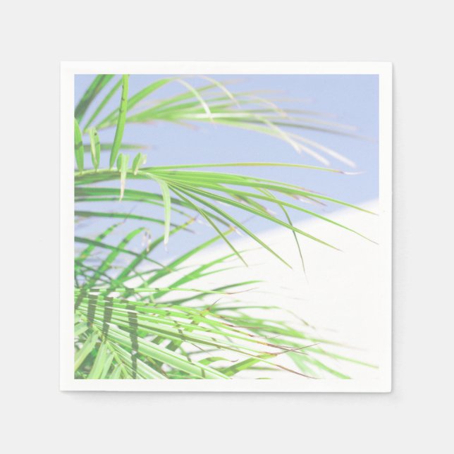 Summer Vibes Palm Tree Blätter Blassgrüne Pastel Serviette (Vorderseite)