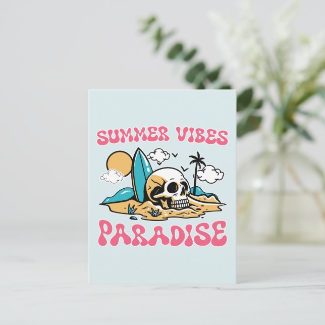 Summer Vibes Paradise - Skull Postkarte (Stehend Vorderseite)