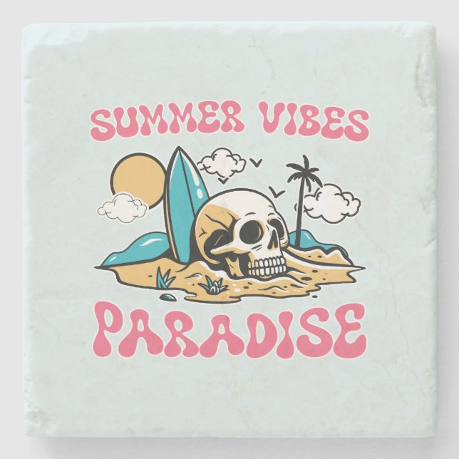 Summer Vibes Paradise - Skull Steinuntersetzer (Vorderseite)