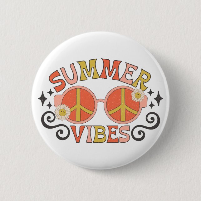 Summer Vibes Peace Sonnenbrille Button (Vorderseite)