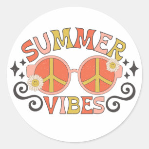 Summer Vibes Peace Sonnenbrille Runder Aufkleber