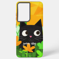 Summer Vibes Personalisiert Floral Black Cat