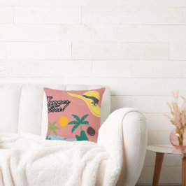 Summer Vibes Pink Throw Pillow Kissen