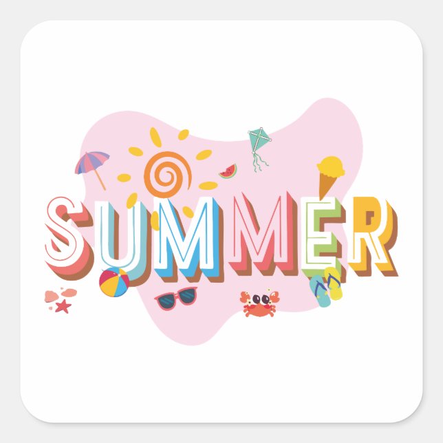 Summer Vibes Quadratischer Aufkleber (Vorderseite)