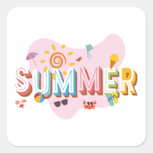 Summer Vibes Quadratischer Aufkleber