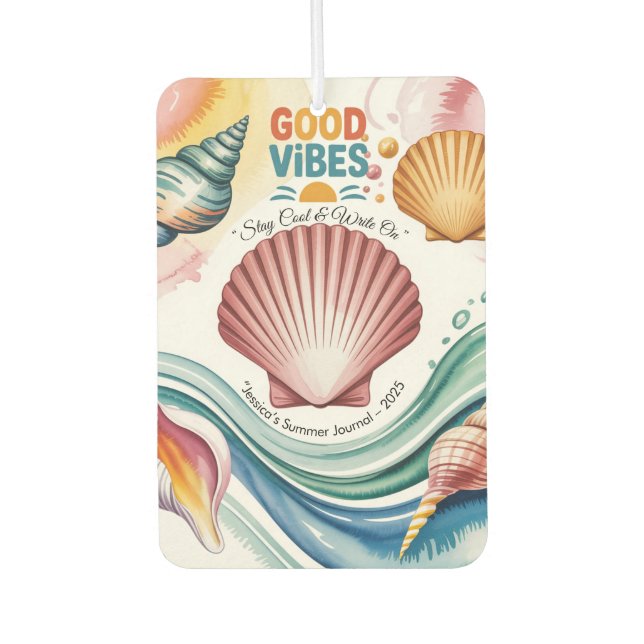 Summer Vibes Retro Beach Illustration Autolufterfrischer (Vorderseite)