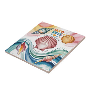 Summer Vibes Retro Beach Illustration Fliese