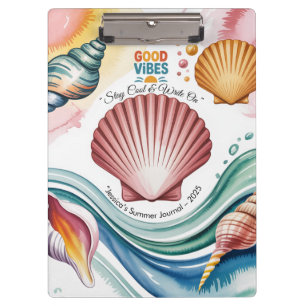 Summer Vibes Retro Beach Illustration Klemmbrett