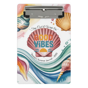 Summer Vibes Retro Beach Illustration Mini Klemmbrett
