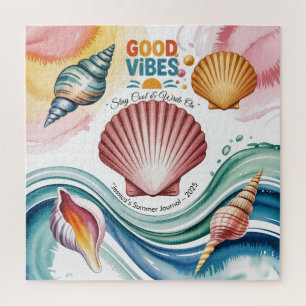 Summer Vibes Retro Beach Illustration Puzzle
