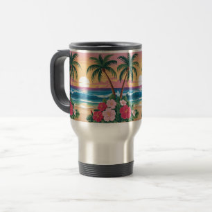 Summer Vibes Retro Beach Illustration Reisebecher