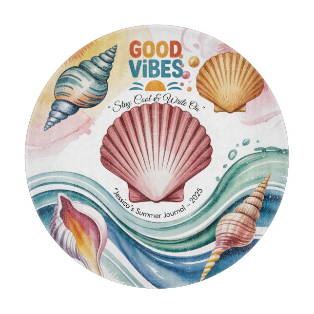 Summer Vibes Retro Beach Illustration Schneidebrett (Vorderseite)