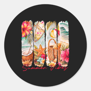 Summer Vibes Retro Beach Sommerferien Matching Runder Aufkleber