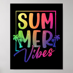 Summer Vibes Retro Tropical Sunset Palmen Beac Poster
