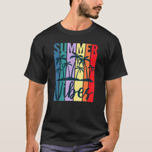 Summer Vibes Retro Vintag Sunset Palm Tree Beach T-Shirt