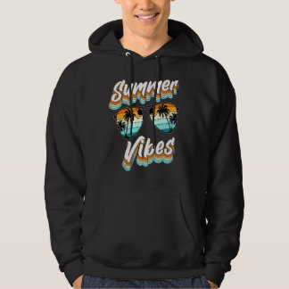 Summer Vibes Retro Vintag Sunset Palm Tree Sungla Hoodie