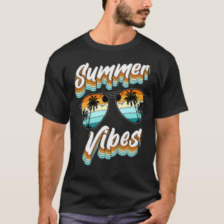 Summer Vibes Retro Vintag Sunset Palm Tree Sungla T-Shirt