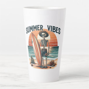 Summer Vibes Skeleton Surfer Sunset Beach Design Milchtasse