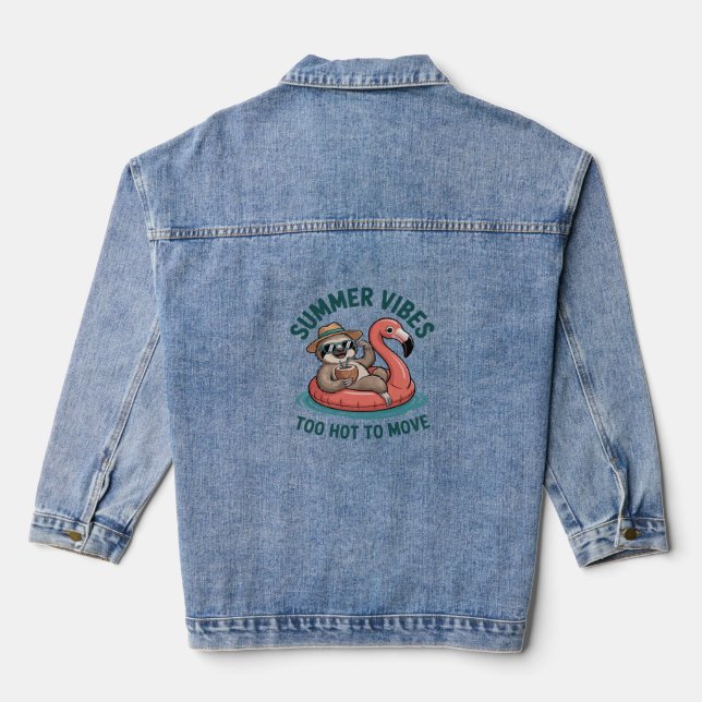 Summer Vibes Sloth Funny Lazy Float Jeansjacke (Rückseite)