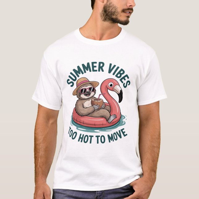 Summer Vibes Sloth Funny Lazy Float T-Shirt (Vorderseite)