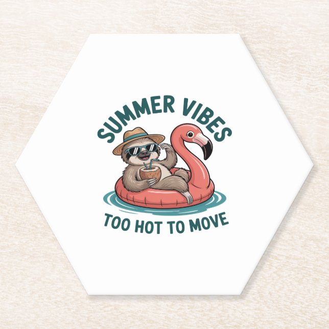 Summer Vibes Sloth Funny Lazy Float Untersetzer (Vorderseite)