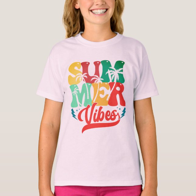 "Summer Vibes", Sommer, Kinder T-Shirt (Vorderseite)