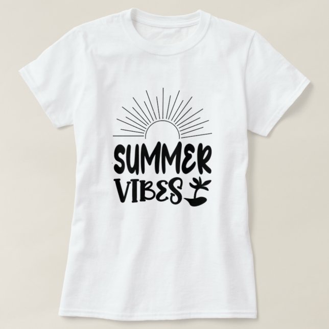 Summer Vibes Sun und Palm Tree Trendy T - Shirt (Design vorne)