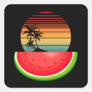 Summer Vibes Sunset Watermelon Quadratischer Aufkleber