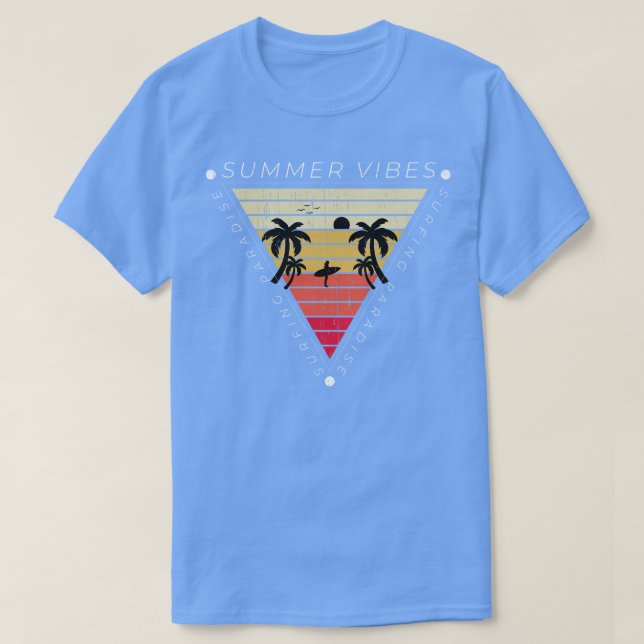 Summer Vibes Surfparadies Vintag Retro Sonnenunter T-Shirt (Design vorne)
