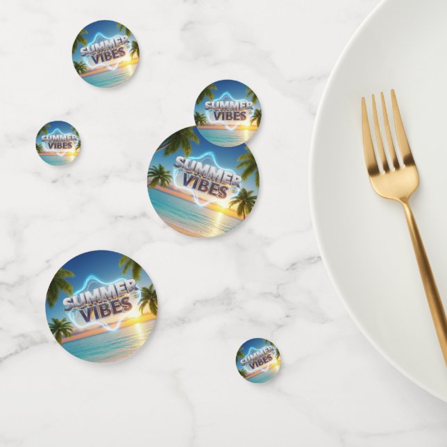 Summer Vibes Table Confetti - 3d & Colorful Summer Konfetti (Gruppe)