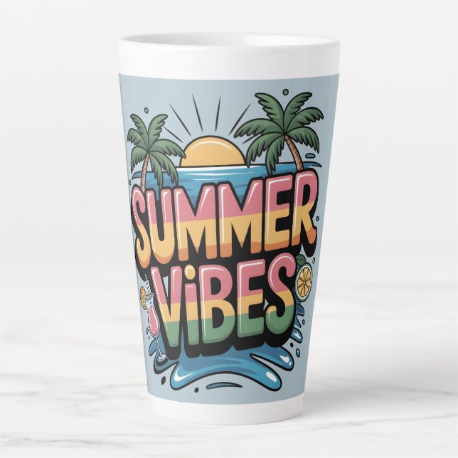 Summer Vibes Tropical Beach Milchtasse (Vorderseite)