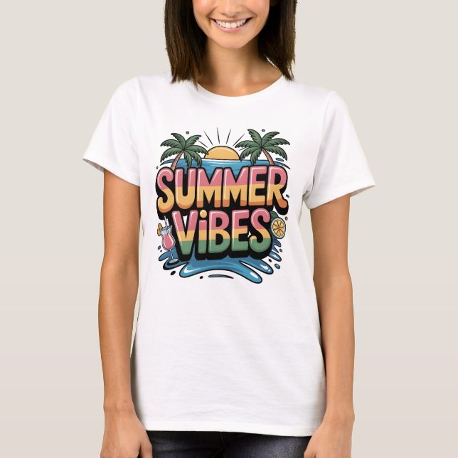 Summer Vibes Tropical Beach T-Shirt (Vorderseite)