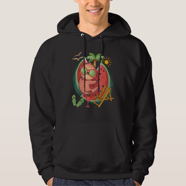Summer Vibes Tropical Frucht Animal Sloth Watermel Hoodie (Vorderseite)