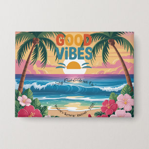 Summer Vibes Tropical Notebook Button