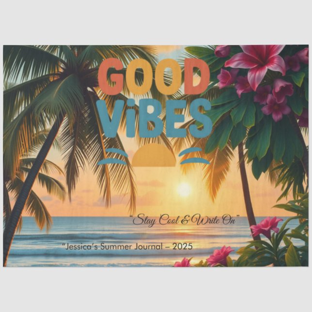Summer Vibes Tropical Notebook Seidenpapier (Vorderseite)