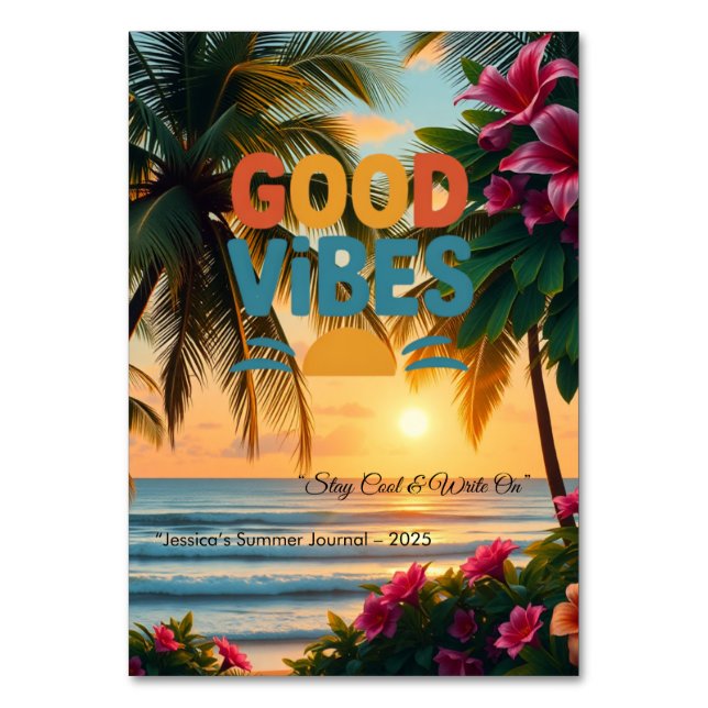 Summer Vibes Tropical Notebook Tischnummer (Vorderseite)