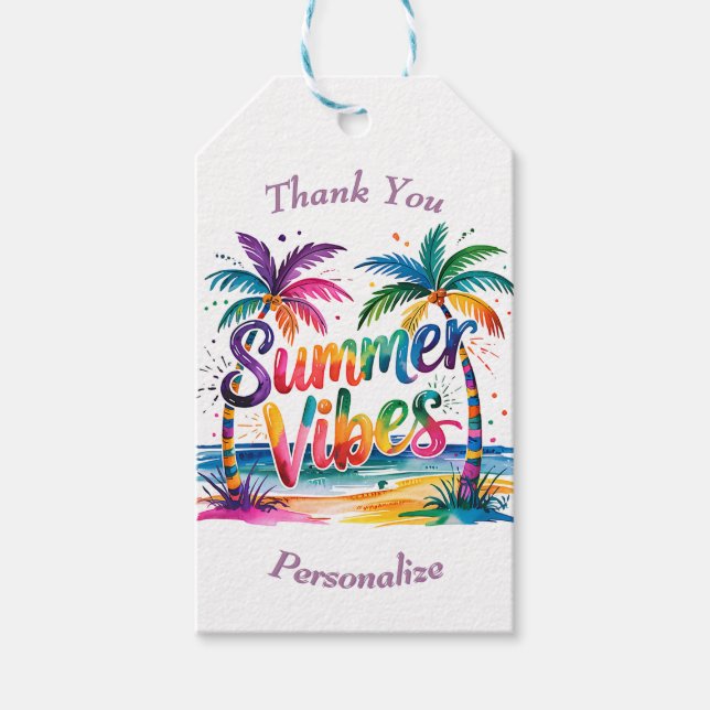 Summer Vibes Tropical Palm Tree Island Geschenkanhänger (Vorderseite)