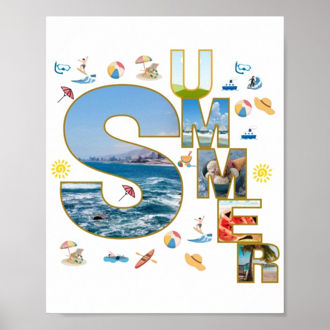 Summer Vibes Typography Collage Art Poster (Vorne)