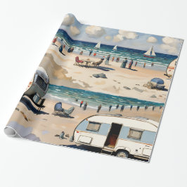 Summer Vibes, Vintage Karawane am Strand Geschenkpapier