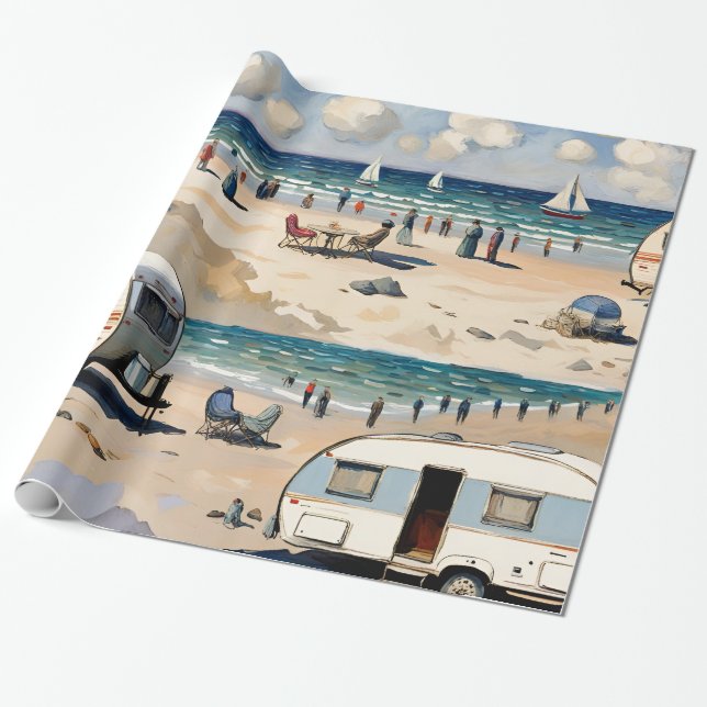 Summer Vibes, Vintage Karawane am Strand Geschenkpapier (Ungerollt)