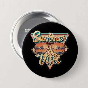 Summer Vibes Vintage Sonnenbrille Beach Sunset Button