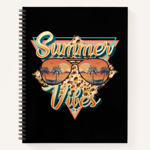Summer Vibes   Vintage Sonnenbrille   Beach Sunset Notizbuch