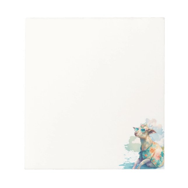 Summer Vibes Wasserfarbenziege und Sonnenbrille - Notizblock (Vorderseite)