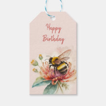 Summer Vibes Watercolor Bumblebee Happy Birthday