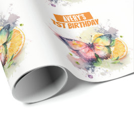 Summer Vibes Watercolor Butterfly Geburtstag Geschenkpapier