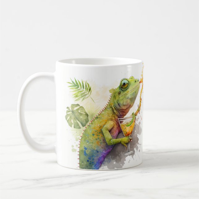Summer Vibes Watercolor Chameleon Cocktail - Kaffeetasse (Links)