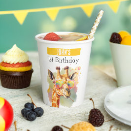 Summer vibes Watercolor Giraffe - Geburtstag Pappbecher