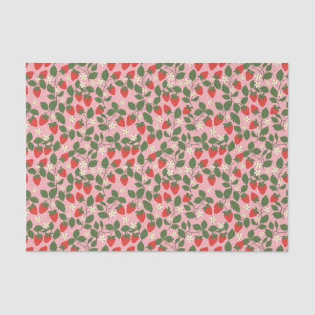 Summer Vintag Pink Strawberry Boho Brautparty Seidenpapier (Vorderseite)