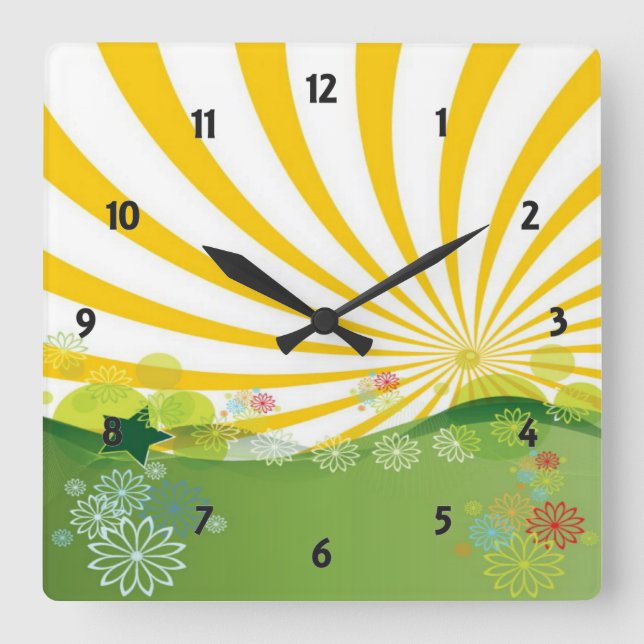Summer Wall Clock Quadratische Wanduhr (Vorderseite)